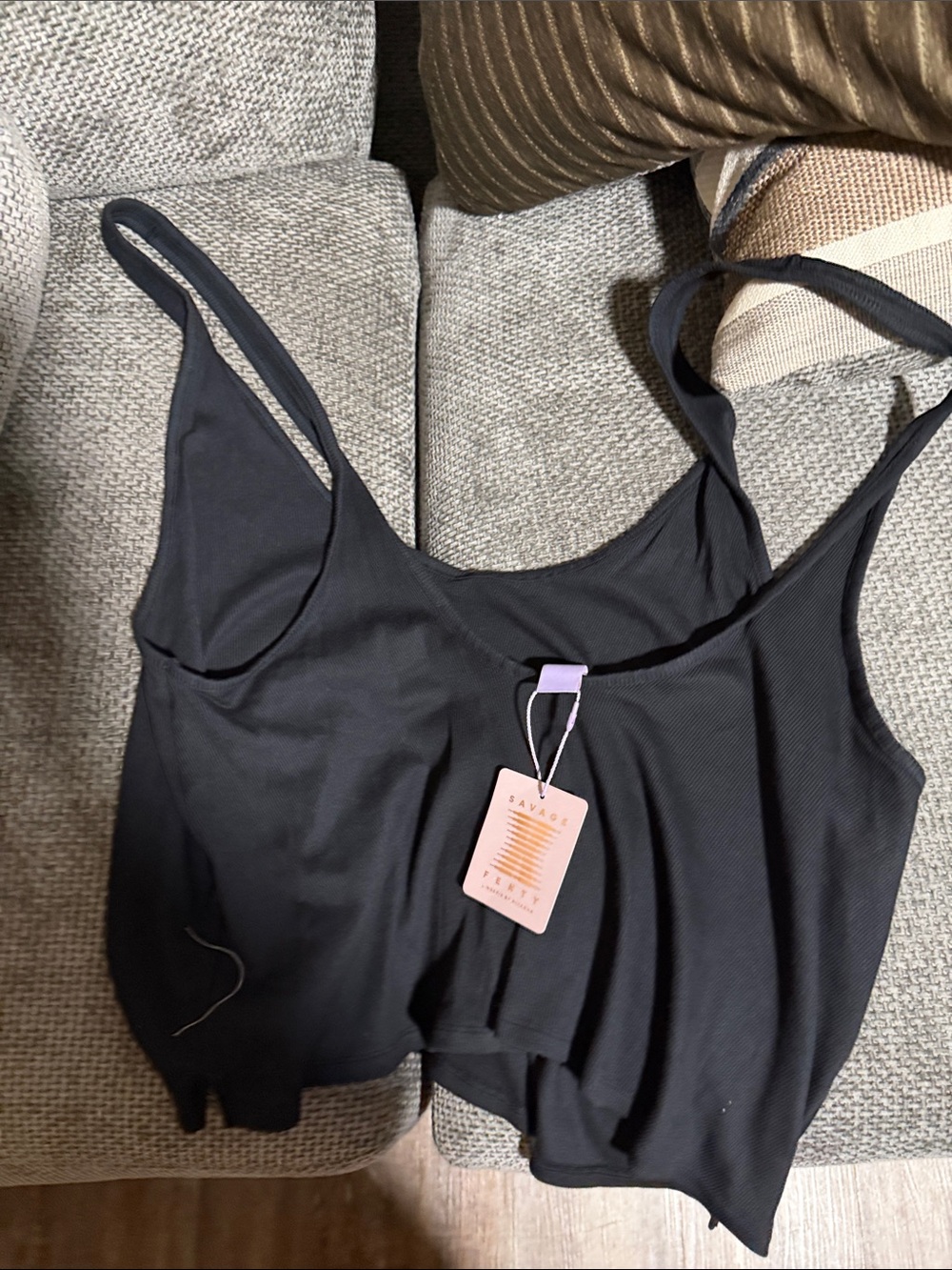 Savage X Fenty Black Ribbed Camisole Tank